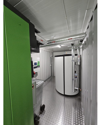 Kontenerowa kotłownia na biomasę RA 500P 40HC – moc do 499 kW, klasa 5